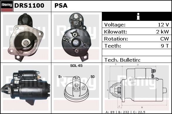 DELCO REMY Starter DRS1130